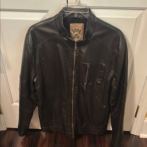 Men's Brown Imitation Leather Jacket